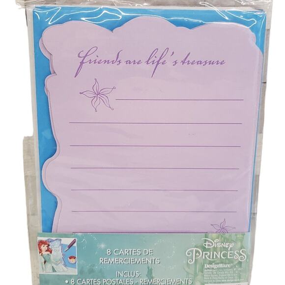Disney Princess Little Mermaid Thank You Cards Envelopes Mermaid Sticker Cards - Picture 4 of 7